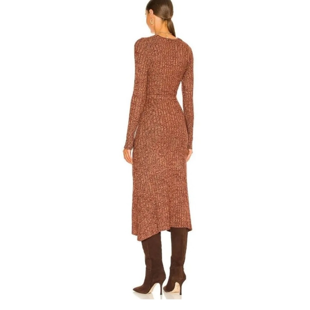 AFRM Skye Cutout Ribbed-Knit Midi Dress in MARLED PORT ROYALE - Picture 2 of 11